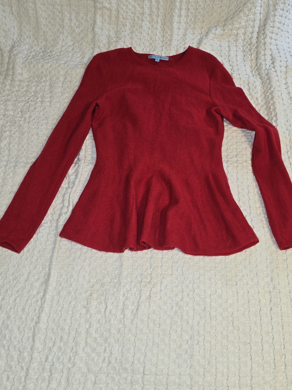 Antonio Melani Carolina 100% Cashmere Peplum Sweater Red Size Small